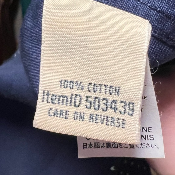 NWOT LL Bean Navy Blue with White Wrinkle Free Button Down Long Sleeved Blouse - Picture 6 of 9